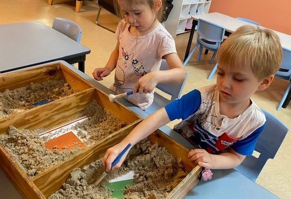 Learning through play with sand box discovery at Bright Kids ELC at Nerang.