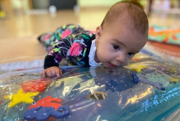 Interactive water play mat in Little Fish room at Bright Kids ELC in Nerang, best childcare centre, long daycare.